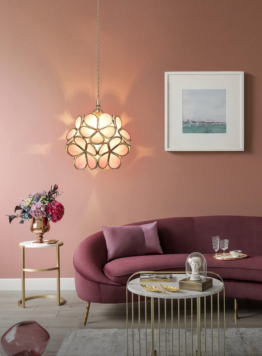 Velelise Pendant Lamp Glass Petal Shaped Kitchen