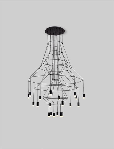 Tevenq Chandelier Lines Black Wireframe LED