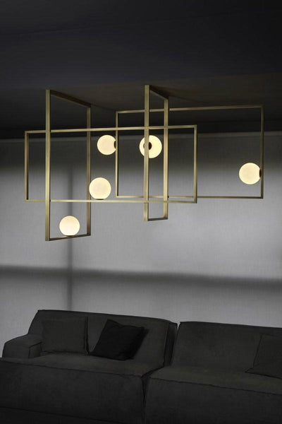 Veliiel Chandelier Mondrian Glass Brass Geometric Modern