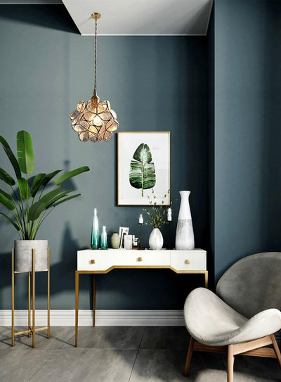 Velelise Pendant Lamp Glass Petal Shaped Kitchen