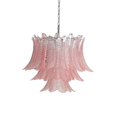 Celiaria Chandelier Pink Leaf Glass Layered Graceful Luxury