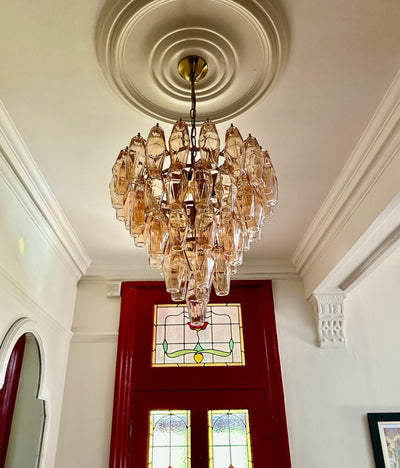 Eirenora Chandelier Pink Faceted Glass Layered Vintage