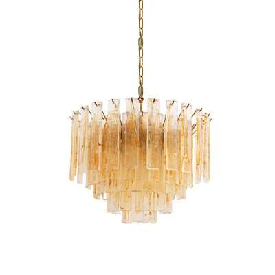 Liorisora Chandelier Golden Amber Glass Layered Geometric Luxury