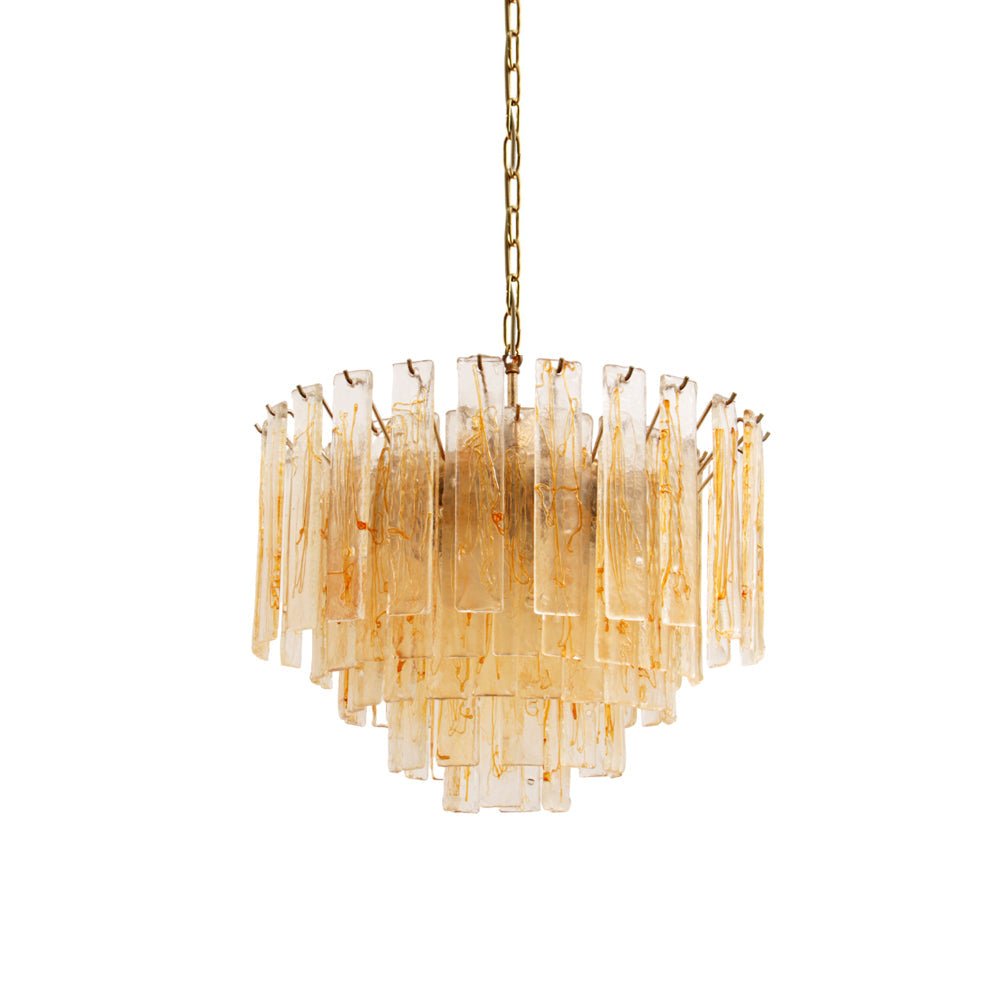 Liorisora Chandelier Golden Amber Glass Layered Geometric Luxury