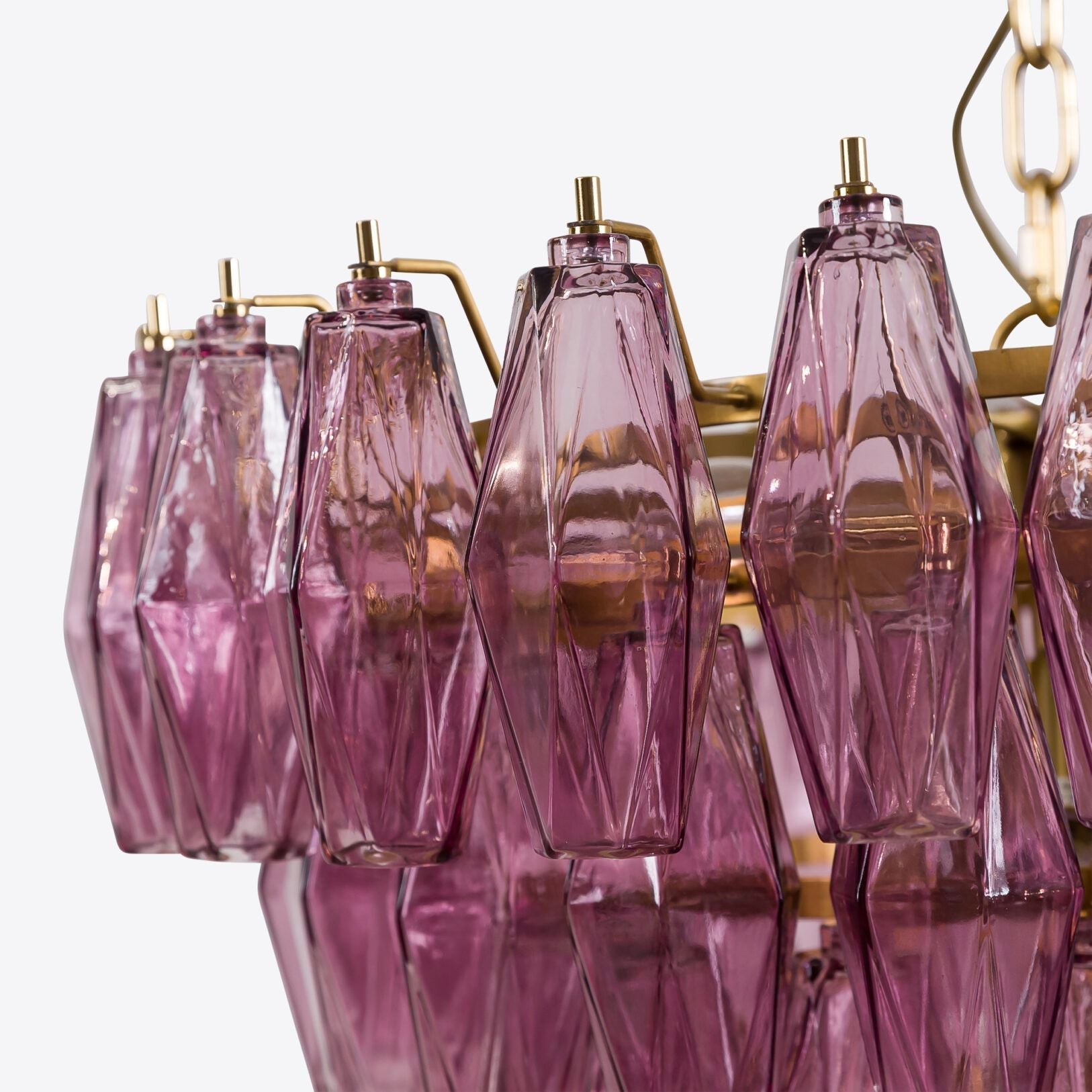 Eirenora Chandelier Pink Faceted Glass Layered Vintage