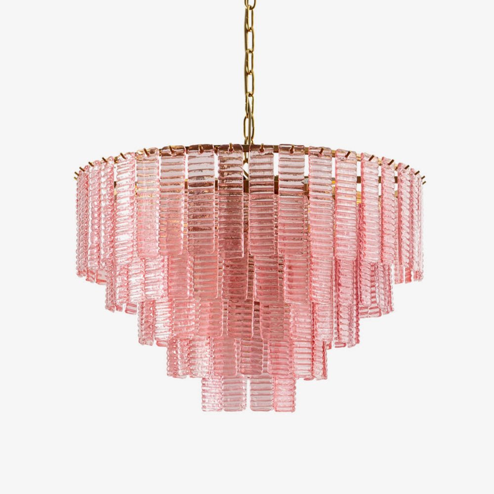 Lioririan Chandelier Pink Murano Glass Layered Vintage Luxury