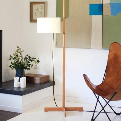 Jex Wood Fabric Floor Lamp