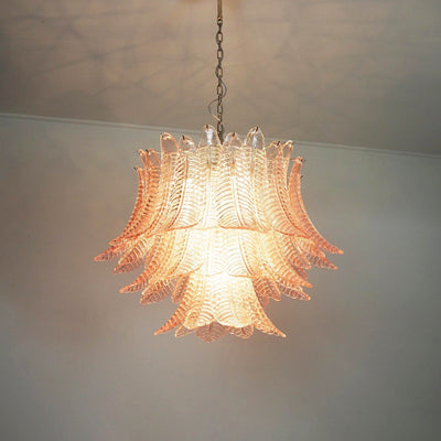 Celiaria Chandelier Pink Leaf Glass Layered Graceful Luxury