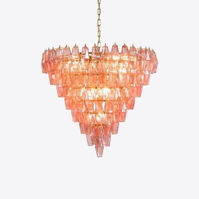 Eirenora Chandelier Pink Faceted Glass Layered Vintage
