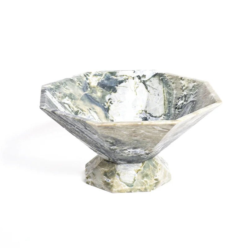 Selinel Facet Marble Pedestal Bowl