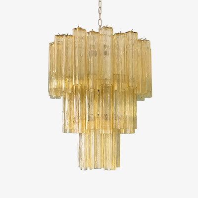 Eireraria Chandelier Yellow Glass Tube Tiered Warm