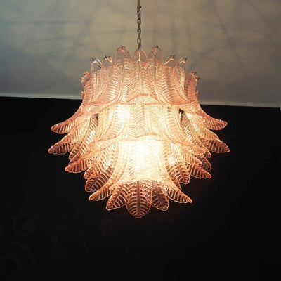 Celiaria Chandelier Pink Leaf Glass Layered Graceful Luxury