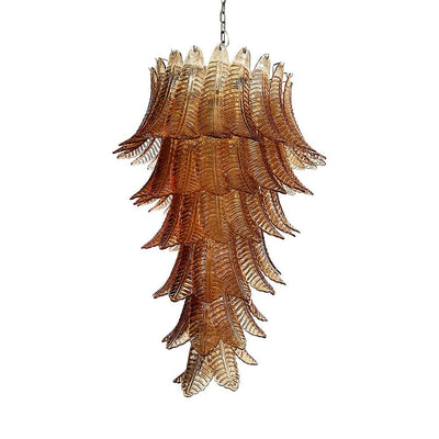 Celielle Chandelier Amber Glass Leaf Layered Statement Artistic