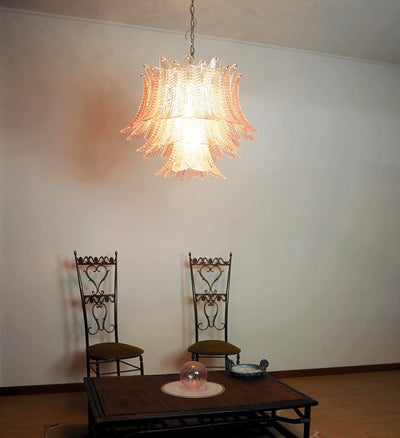Celiaria Chandelier Pink Leaf Glass Layered Graceful Luxury