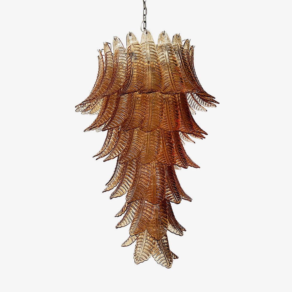 Celielle Chandelier Amber Glass Leaf Layered Statement Artistic