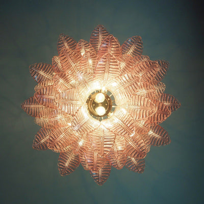 Celiaria Chandelier Pink Leaf Glass Layered Graceful Luxury