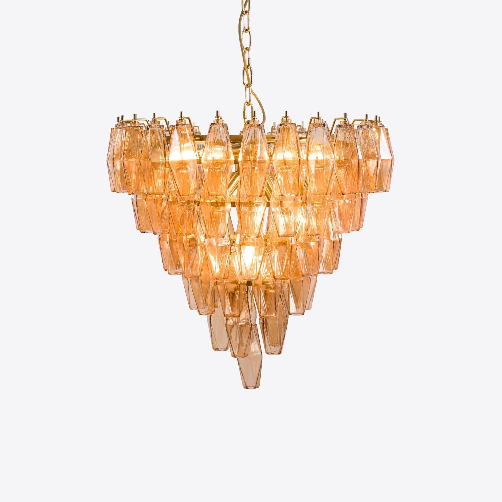 Eirenora Chandelier Pink Faceted Glass Layered Vintage