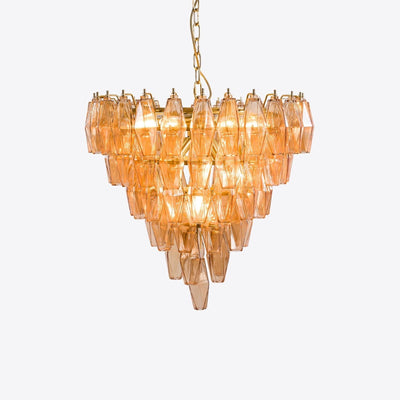 Eirenora Chandelier Pink Faceted Glass Layered Vintage