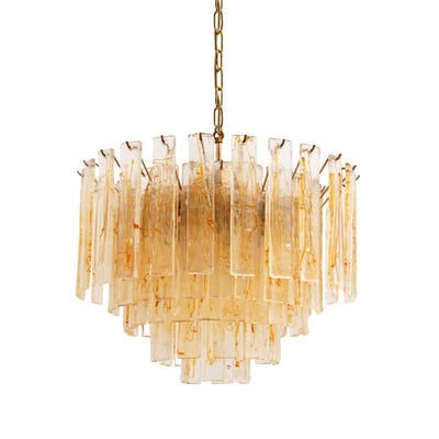 Liorisora Chandelier Golden Amber Glass Layered Geometric Luxury