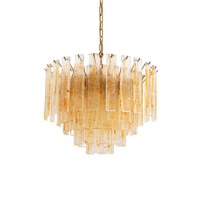 Liorisora Chandelier Golden Amber Glass Layered Geometric Luxury