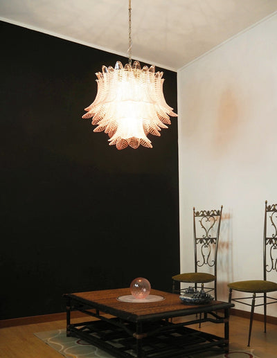 Celiaria Chandelier Pink Leaf Glass Layered Graceful Luxury