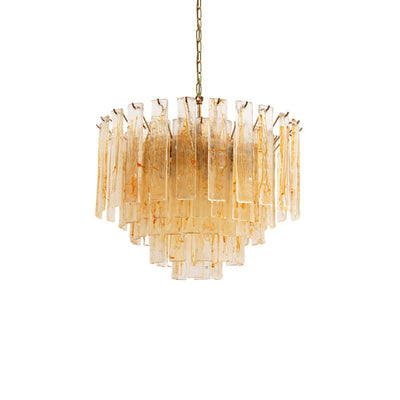 Liorisora Chandelier Golden Amber Glass Layered Geometric Luxury