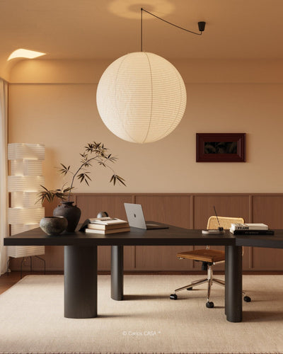 Noveno Pendant Lamp Bamboo Washi Paper Round