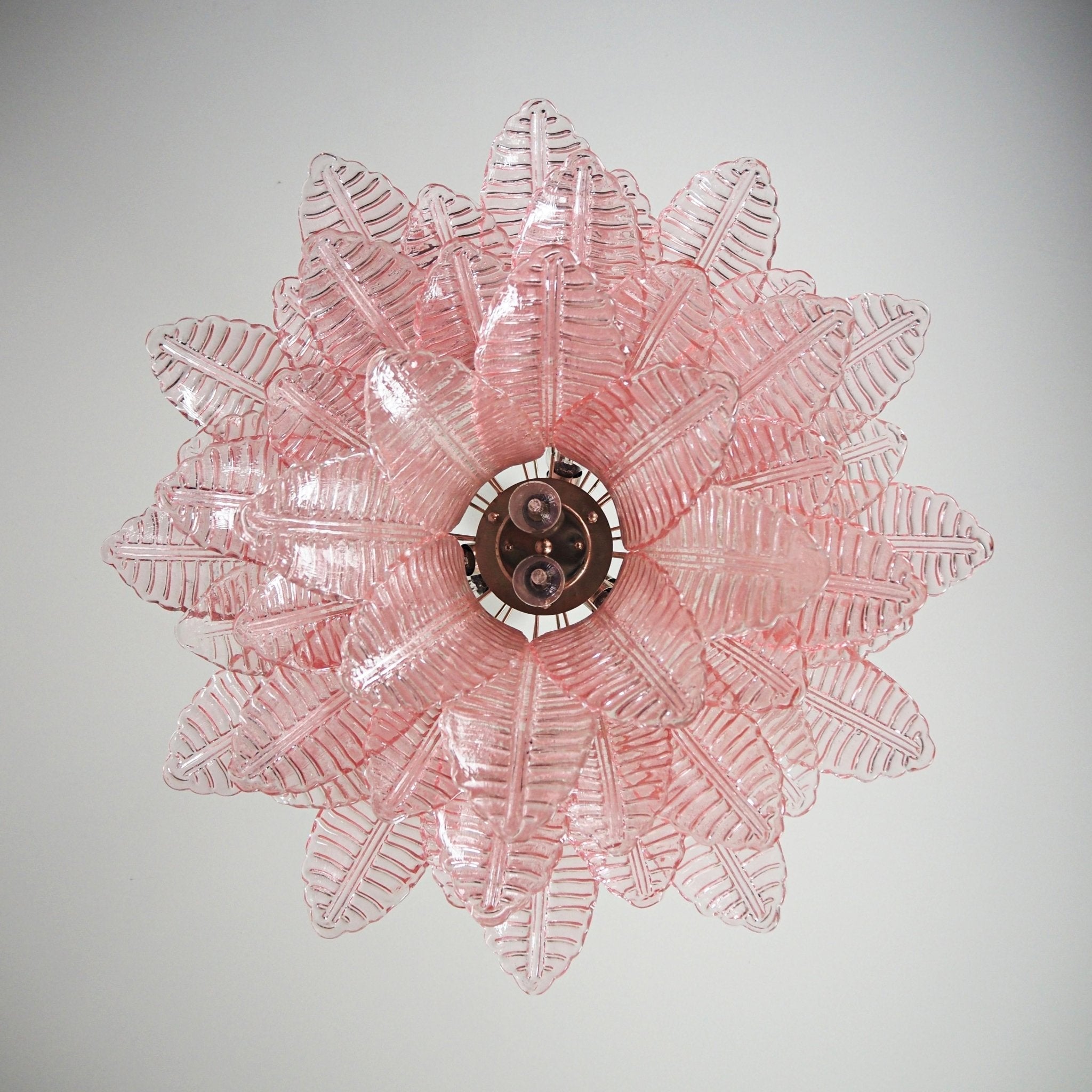 Celiaria Chandelier Pink Leaf Glass Layered Graceful Luxury