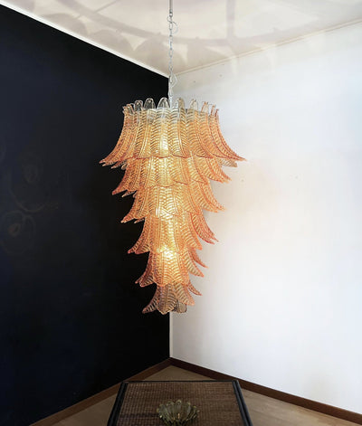 Celielle Chandelier Amber Glass Leaf Layered Statement Artistic
