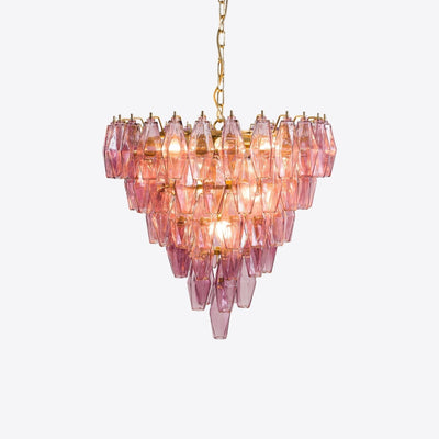 Eirenora Chandelier Pink Faceted Glass Layered Vintage