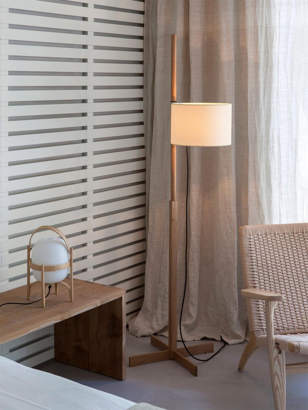 Jex Wood Fabric Floor Lamp