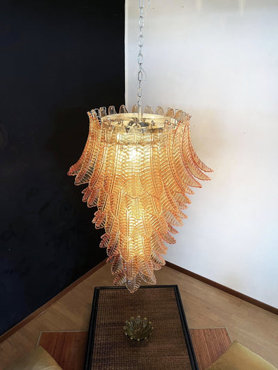 Celielle Chandelier Amber Glass Leaf Layered Statement Artistic