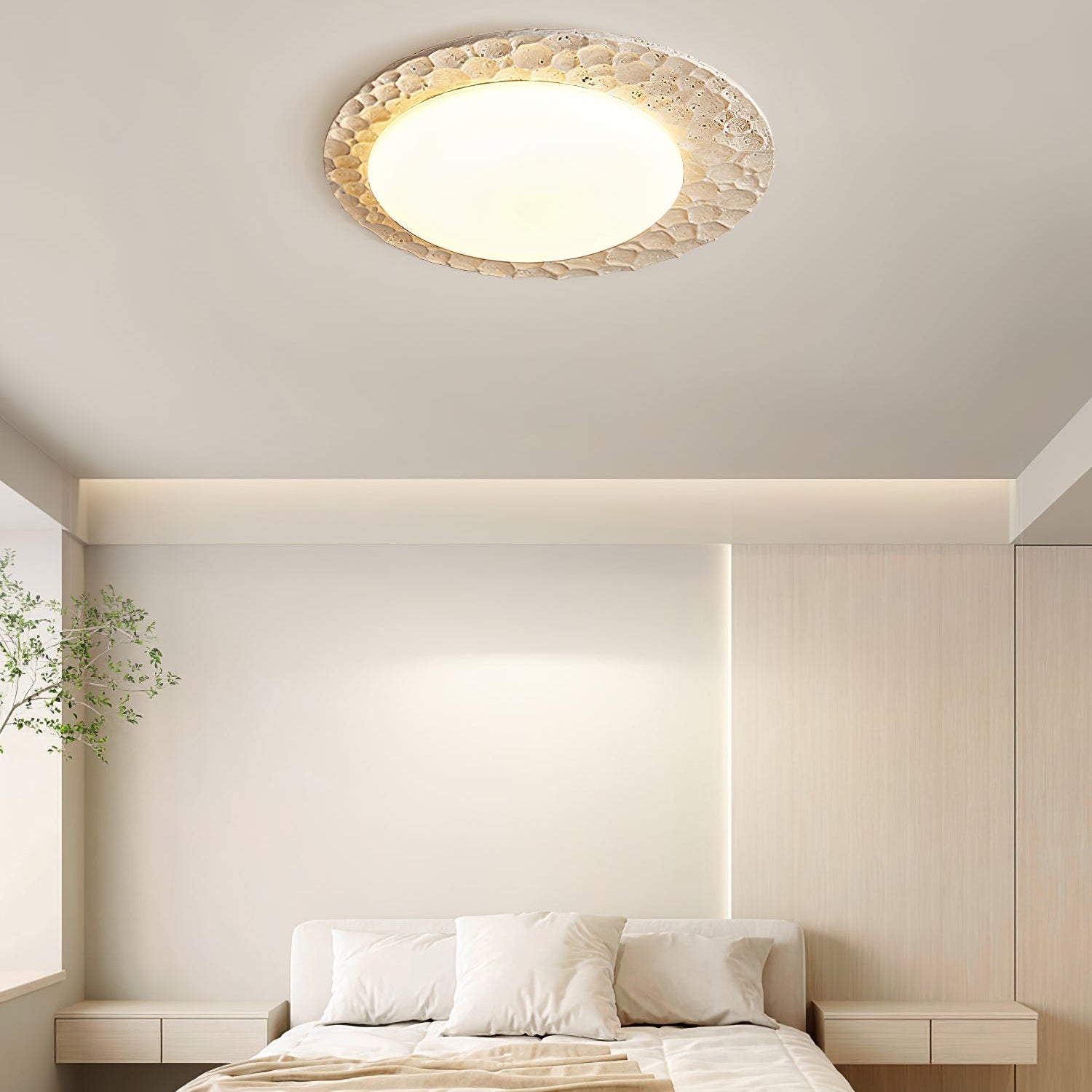 Travertine Organic Disc Ceiling Light