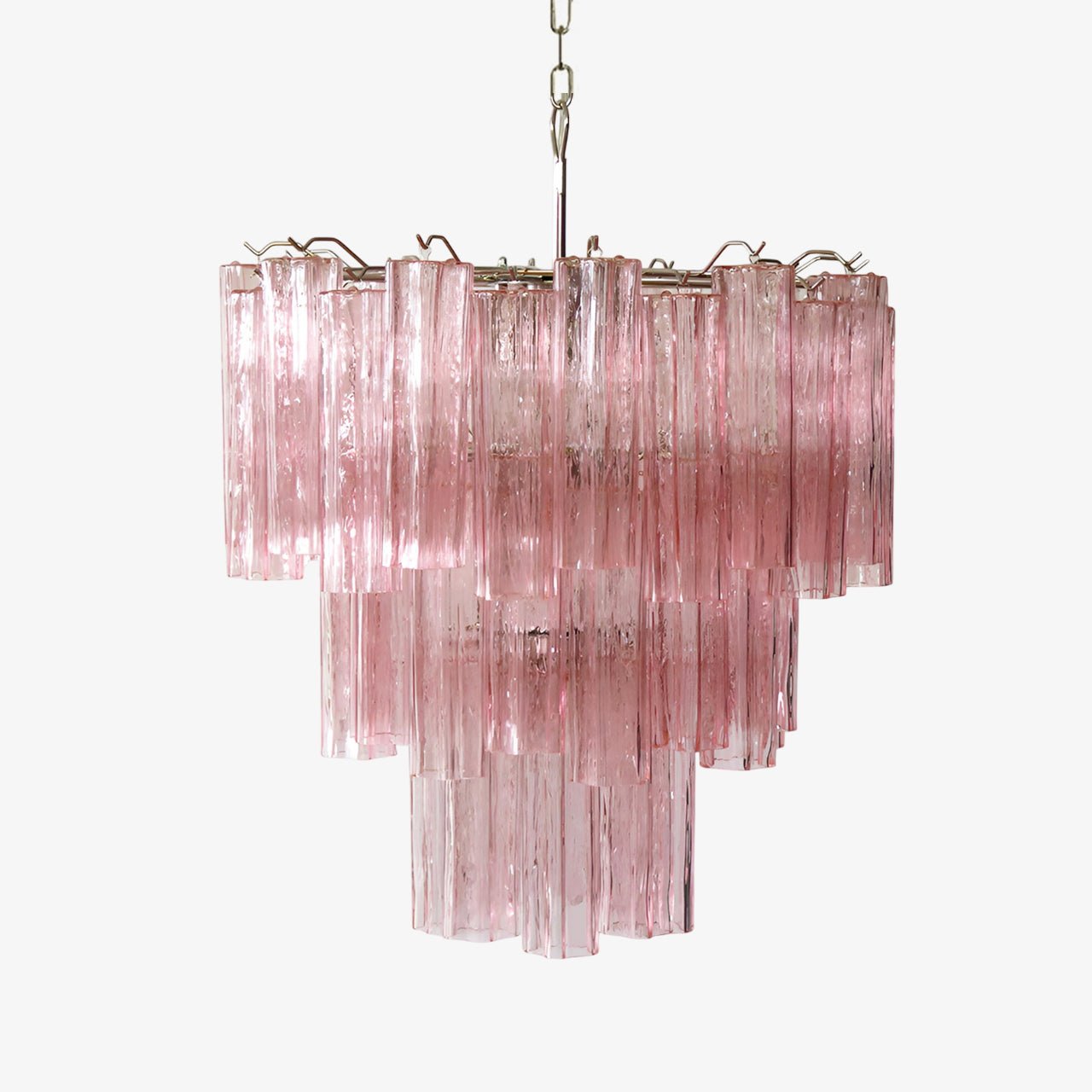 Veloraria Chandelier Pink Glass Tubes Layered Modern