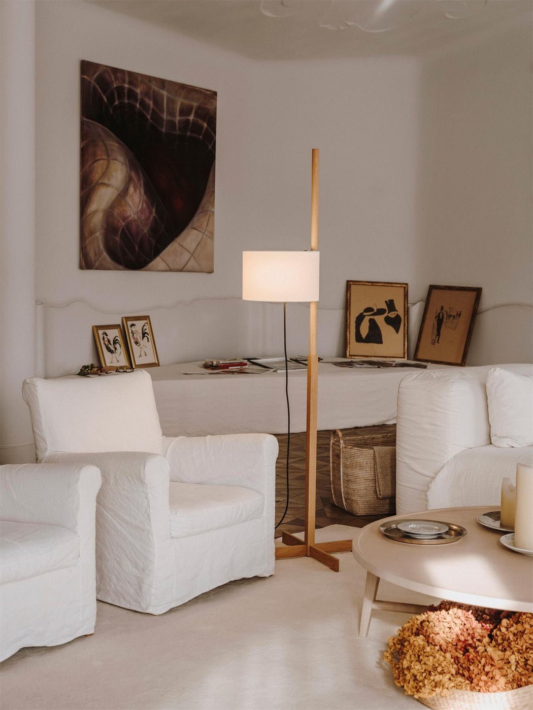 Jex Wood Fabric Floor Lamp