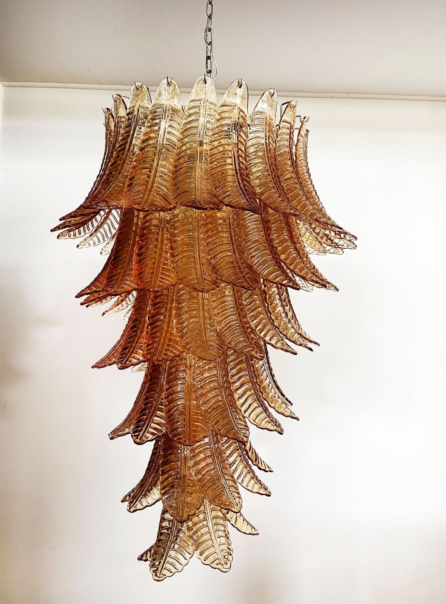 Celielle Chandelier Amber Glass Leaf Layered Statement Artistic