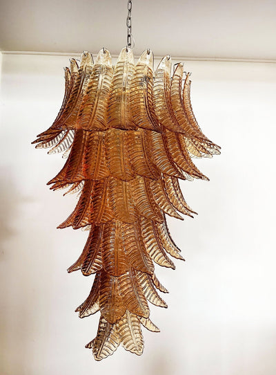 Celielle Chandelier Amber Glass Leaf Layered Statement Artistic