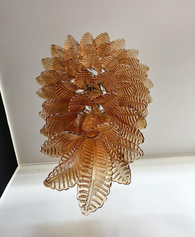 Celielle Chandelier Amber Glass Leaf Layered Statement Artistic
