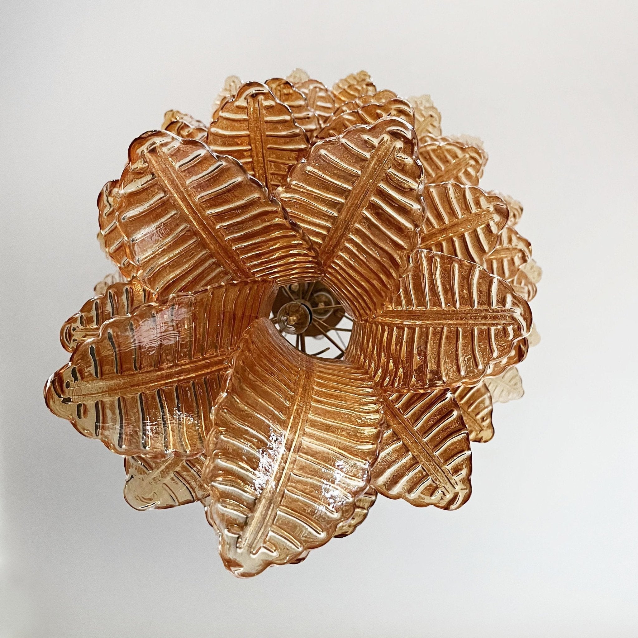 Celielle Chandelier Amber Glass Leaf Layered Statement Artistic