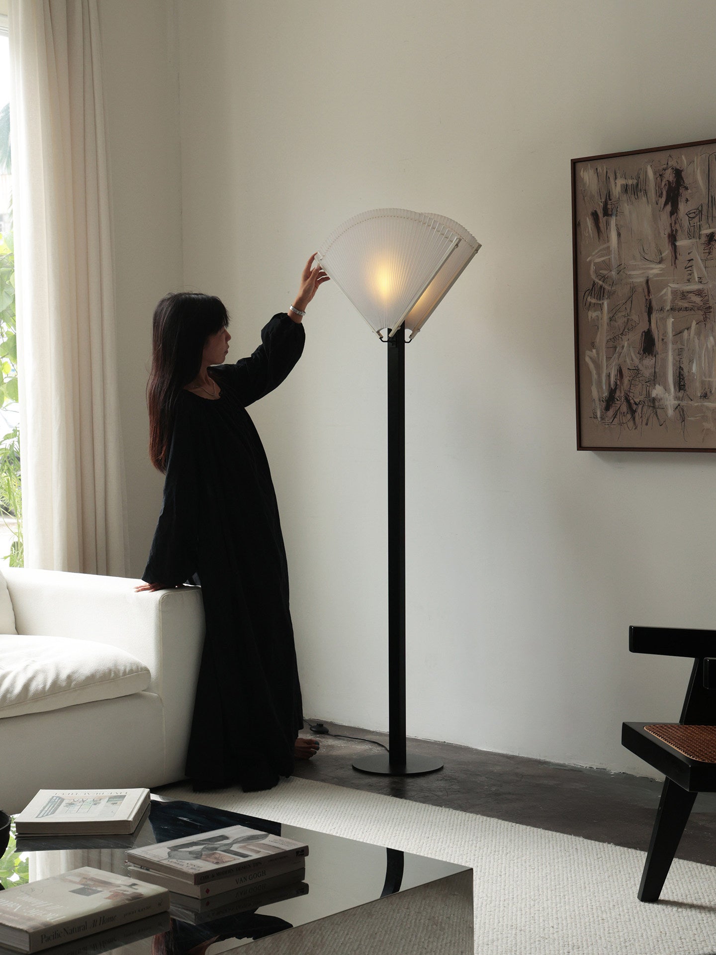 Pleated Fan Floor Lamp