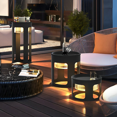 Bobie Round Under-Table Solar Steel Outdoor Light