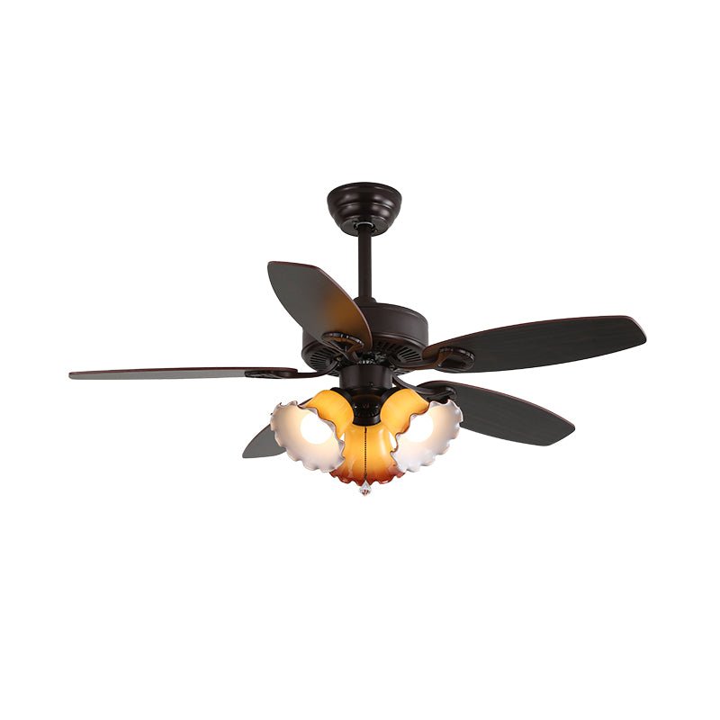 Elvael Classic Wood Glass Ceiling Fan Light
