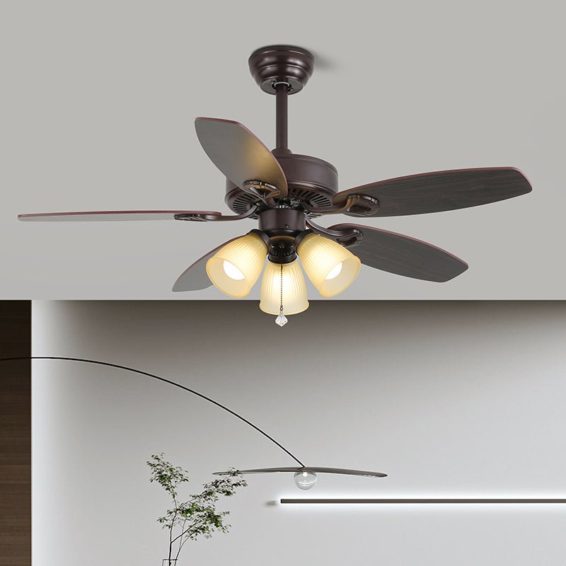 Elvael Classic Wood Glass Ceiling Fan Light