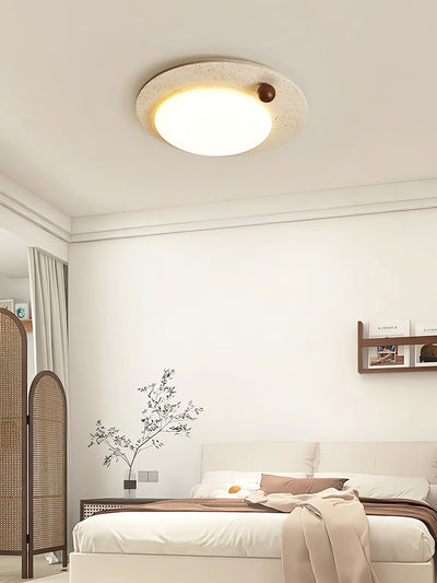 Circular Travertine Ceiling Light - Neutral Decor