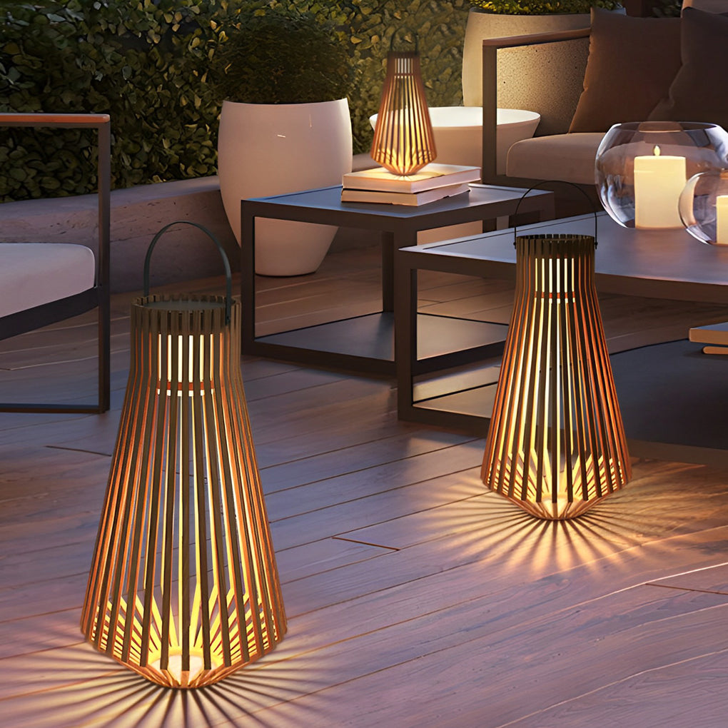 Jeane Portable LED Modern Solar Wood Outdoor Lights