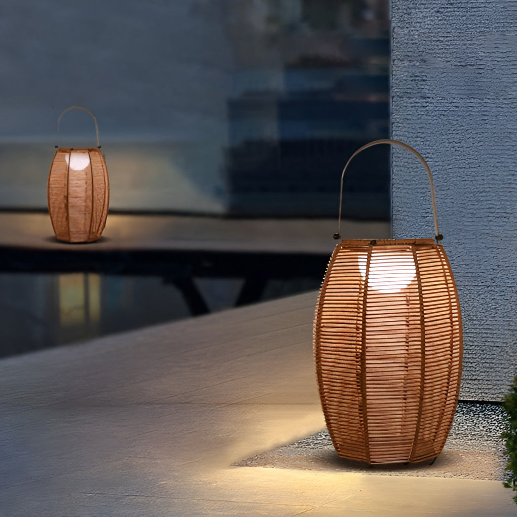 Thora LED Portable Modern Rattan Outdoor Floor Lamp