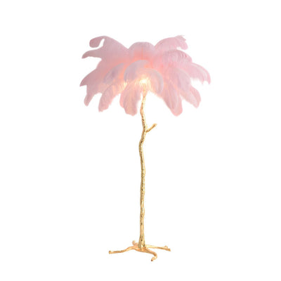 O'Moore Nordic Luxury Unique Ostrich Feather Floor Lamp/Table Lamp - Neutral Decor