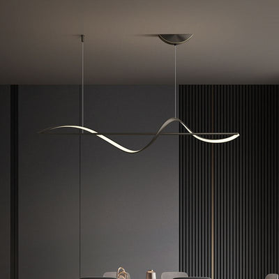Arisha Pendant Light Wave Minimalist Designer Brass Art Gallery - Neutral Decor