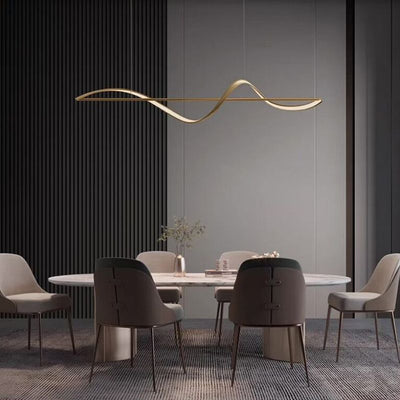 Arisha Pendant Light Wave Minimalist Designer Brass Art Gallery - Neutral Decor