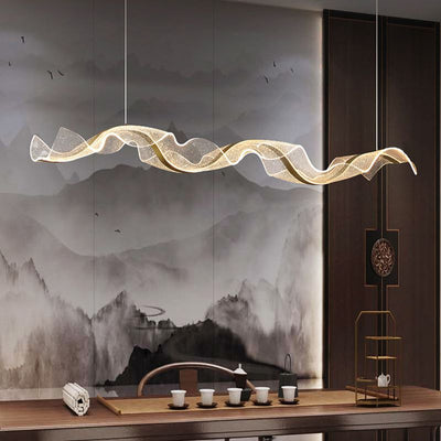 Kristy Pendant Light Designer Wave Acrylic Dining Room - Neutral Decor